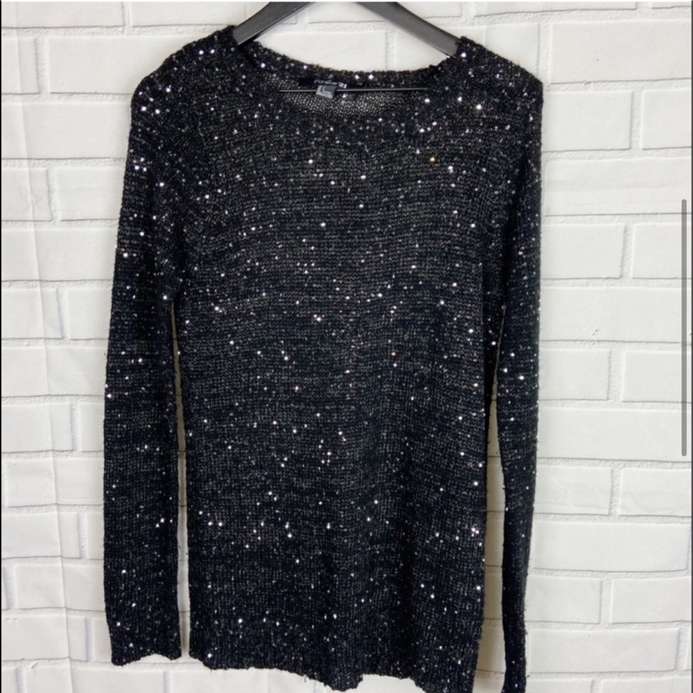 Forever 21 Woman’s Black Loose Knit Sparkle Sweater - Picture 6 of 14